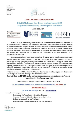appel à candidature prix CILAC